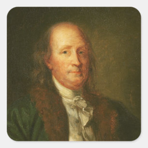 Portrait of Benjamin Franklin Square Sticker