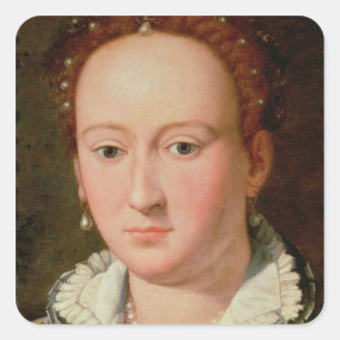 Portrait of Bianca Cappello, c.1580 (oil on copper Square Sticker