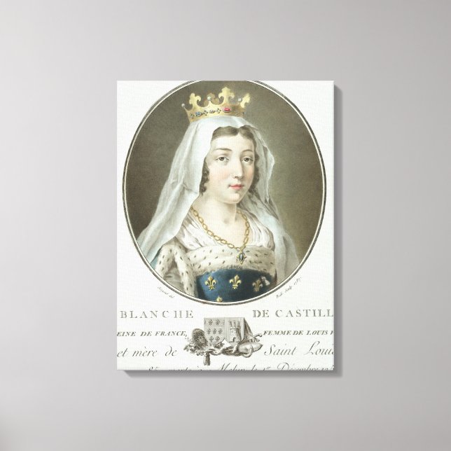 Portrait of Blanche de Castille (1185-1252) engrav Canvas Print (Front)