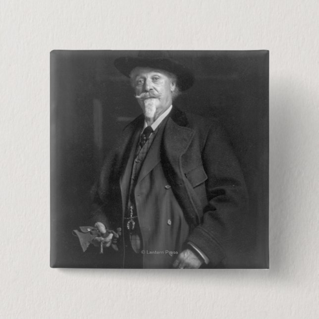 Portrait of "Buffalo Bill" Cody 15 Cm Square Badge (Front)