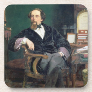 Portrait of Charles Dickens (oil on canvas) Coaster