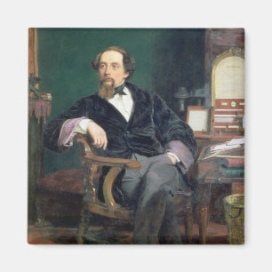 Portrait of Charles Dickens (oil on canvas) Magnet