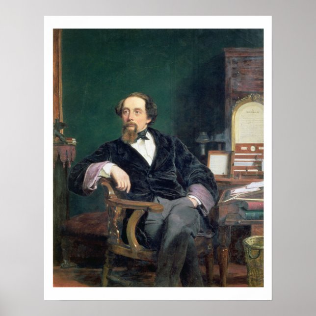 Portrait of Charles Dickens (oil on canvas) Poster (Front)