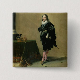 Portrait of Charles I (1600-49) 1632 (oil on panel 15 Cm Square Badge