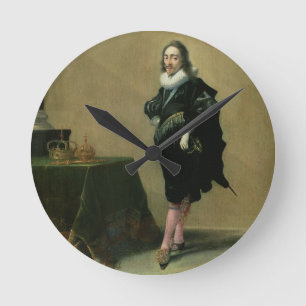 Portrait of Charles I (1600-49) 1632 (oil on panel Round Clock