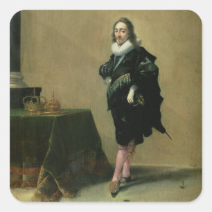 Portrait of Charles I (1600-49) 1632 (oil on panel Square Sticker