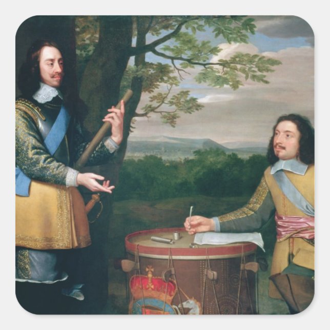 Portrait of Charles I  and Sir Edward Walker Square Sticker (Front)