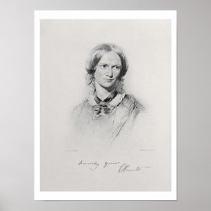 Portrait of Charlotte Bronte, engraved by Walker a Poster
