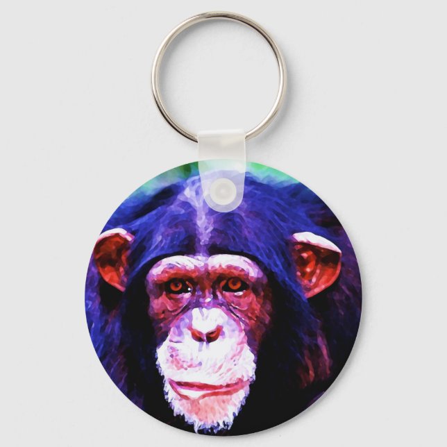 Portrait of Chimpanzee Key Ring (Front)