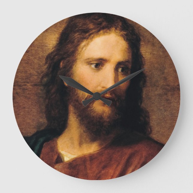 Portrait of Christ by Heinrich Hofmann Large Clock (Front)
