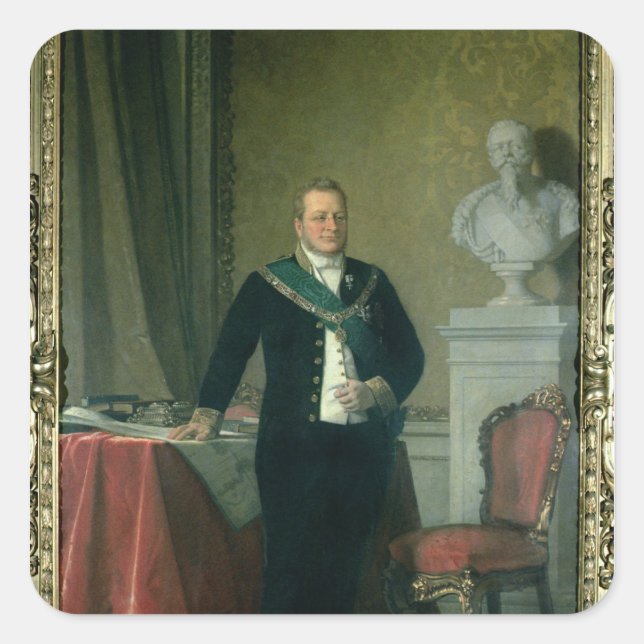 Portrait of Count Camillo Berso of Cavour Square Sticker (Front)