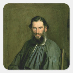 Portrait of Count Lev Nikolaevich Tolstoy  1873 Square Sticker