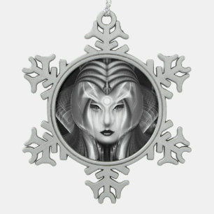Portrait Of Cyiria Midnight Bright Pewter Ornament