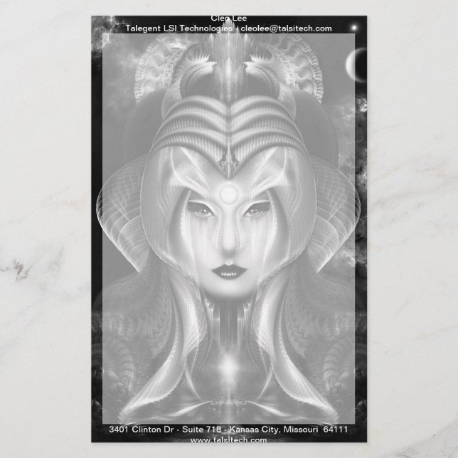 Portrait Of Cyiria Midnight Bright Stationery (Front)