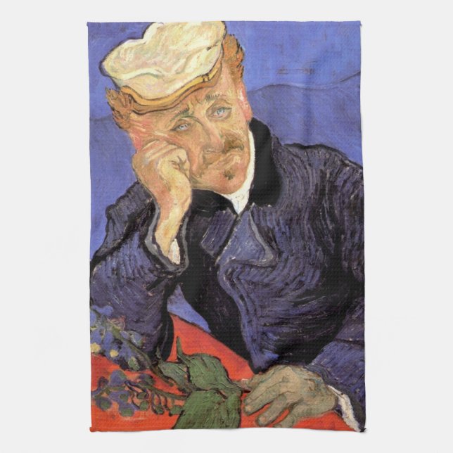 Portrait of Doctor Gachet by Vincent van Gogh Tea Towel (Vertical)