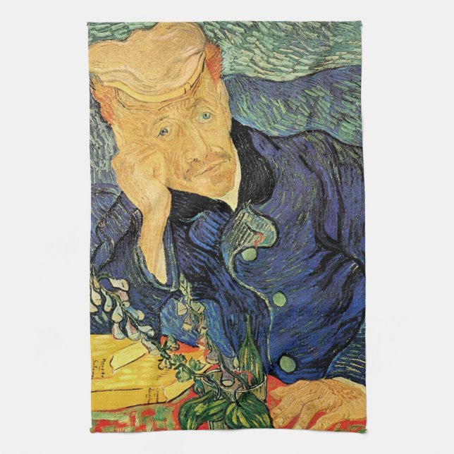 Portrait of Doctor Gachet by Vincent van Gogh Tea Towel (Vertical)