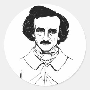 Portrait of Edgar Allan Poe Classic Round Sticker