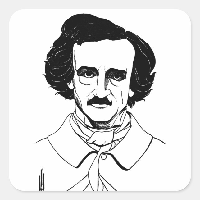 Portrait of Edgar Allan Poe Square Sticker (Front)