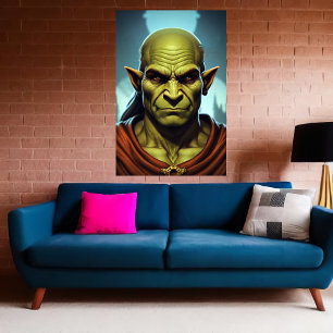 Portrait of Elf orc hybrid male   AI Art Poster