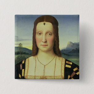 Portrait of Elizabeth Gonzaga, c.1504 (oil on pane 15 Cm Square Badge