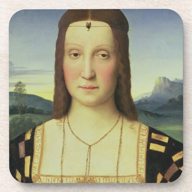 Portrait of Elizabeth Gonzaga, c.1504 (oil on pane Coaster (Front)