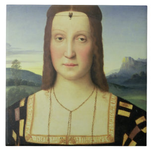 Portrait of Elizabeth Gonzaga, c.1504 (oil on pane Tile