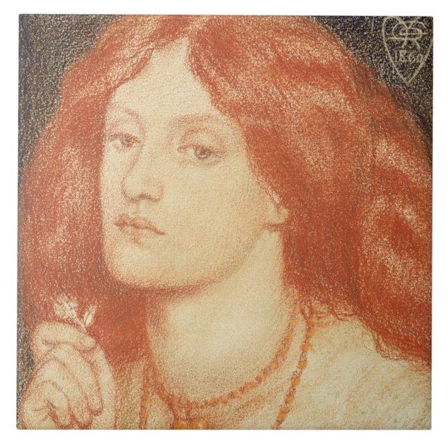 Portrait of Elizabeth Siddal (1834-62), 1860 (red Tile (Front)