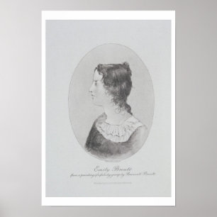 Portrait of Emily Bronte (1818-48) engraved by Wal Poster