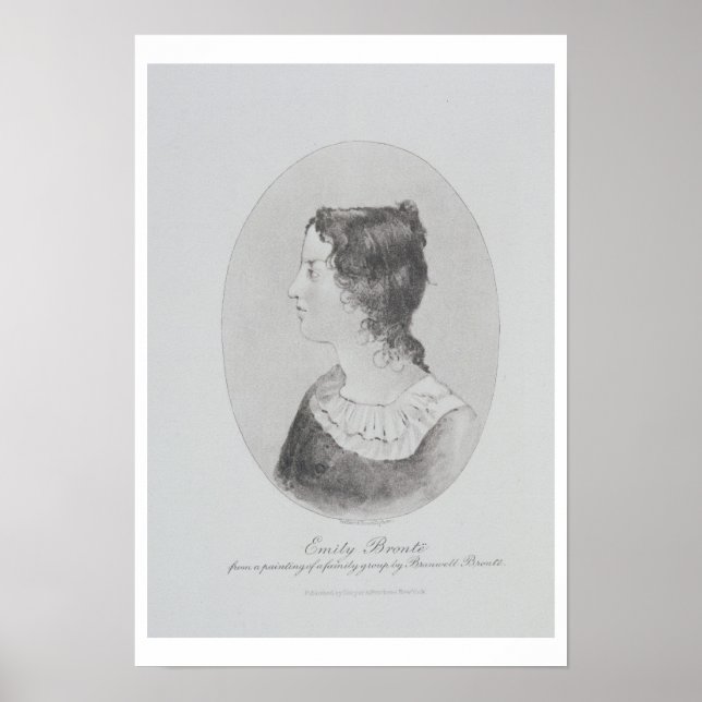 Portrait of Emily Bronte (1818-48) engraved by Wal Poster (Front)