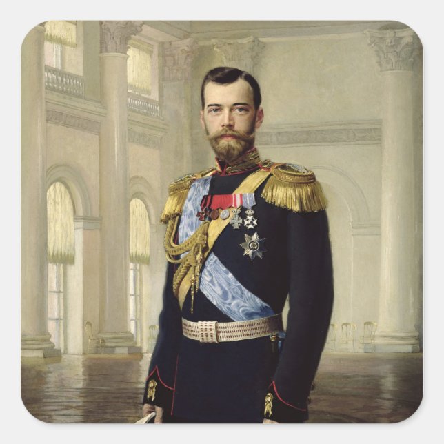Portrait of Emperor Nicholas II, 1900 Square Sticker (Front)