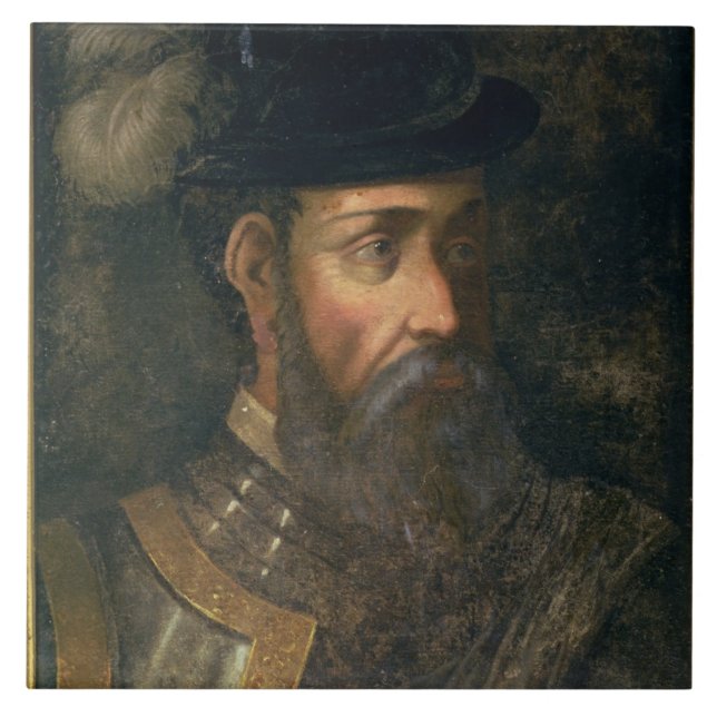 Portrait of Francisco Pizarro (c.1478-1541) Spanis Tile (Front)