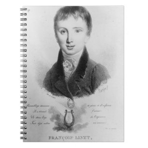 Portrait of Franz Liszt (1811-86) aged 11 (engravi Notebook
