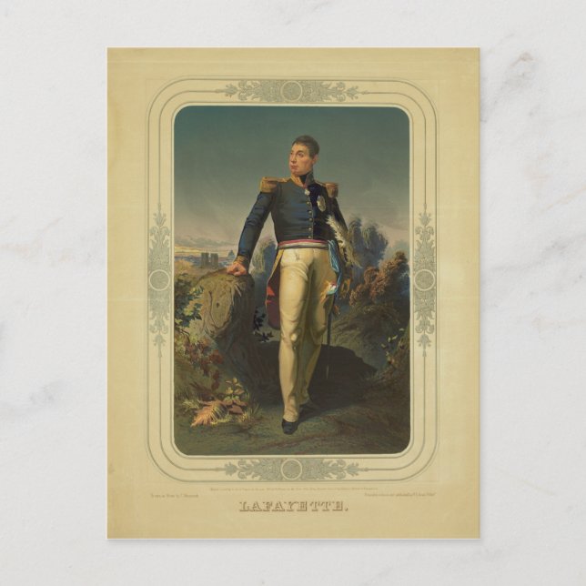 Portrait of French General Marquis de Lafayette Postcard (Front)