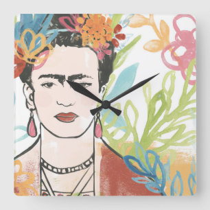 Portrait of Frida Kahlo Square Wall Clock