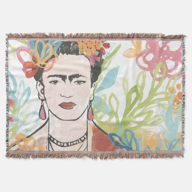 Portrait of Frida Kahlo Throw Blanket (Front)
