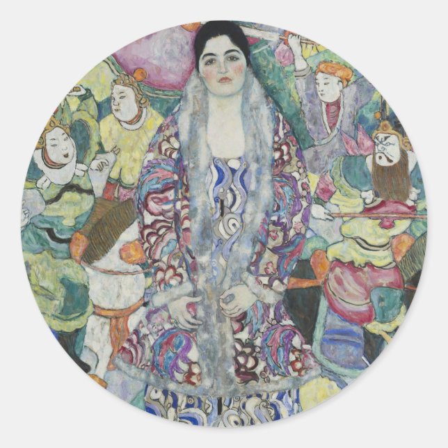 Portrait of Friederike Maria Beer by Gustav Klimt Classic Round Sticker (Front)