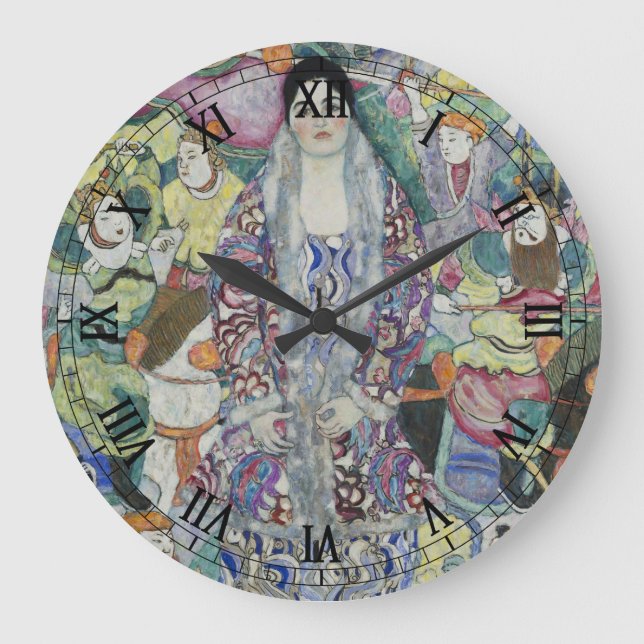 Portrait of Friederike Maria Beer by Gustav Klimt Large Clock (Front)
