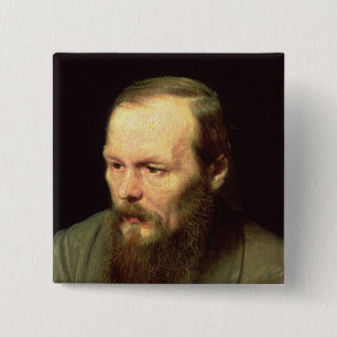 Portrait of Fyodor Dostoyevsky 1872 15 Cm Square Badge
