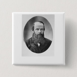 Portrait of Fyodor Mikhailovich Dostoyevsky 15 Cm Square Badge