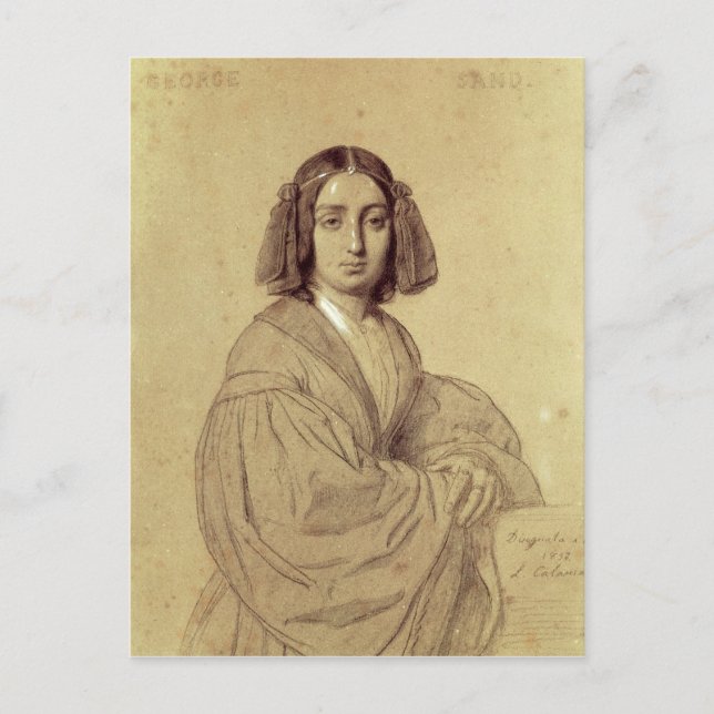 Portrait of George Sand  1837 Postcard (Front)