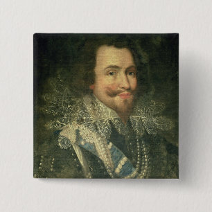 Portrait of George Villiers, 1st Duke of Buckingha 15 Cm Square Badge