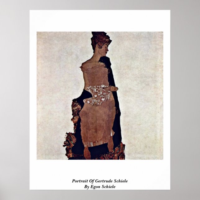 Portrait Of Gertrude Schiele By Egon Schiele Poster (Front)