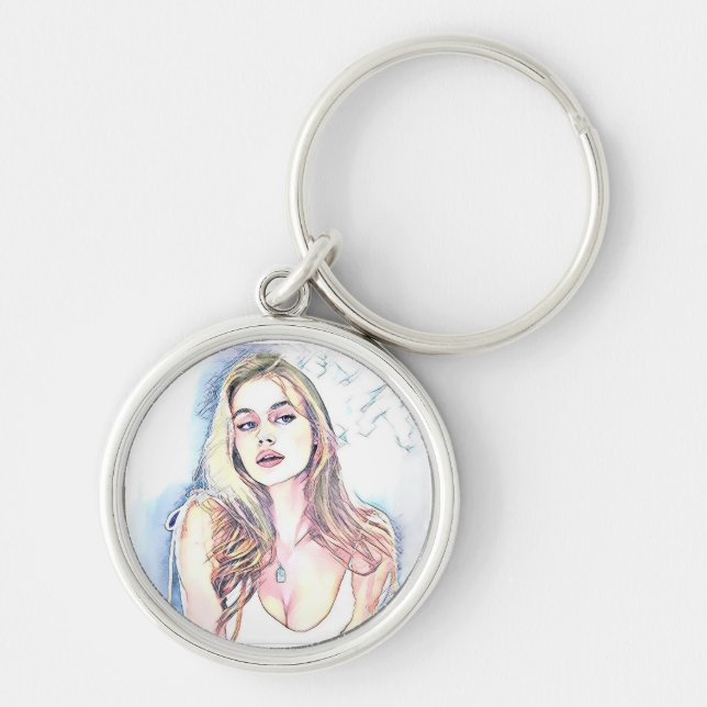 Portrait of Hailey  Key Ring (Front)