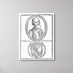 Portrait of Hernado Cortes  and his arms Canvas Print
