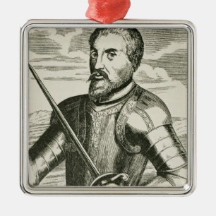 Portrait of Hernando de Soto Metal Tree Decoration