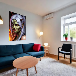Portrait of human  orc hybrid women   AI Art Poster
