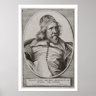 Portrait of Inigo Jones (1573-1652) engraved by We Poster