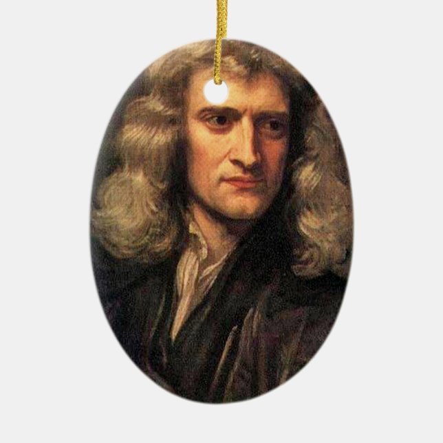 Portrait of Isaac Newton (1642-1727) Ceramic Tree Decoration (Front)