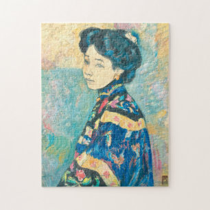 Portrait of Japanese Woman (by Fujishima Takeji) Jigsaw Puzzle