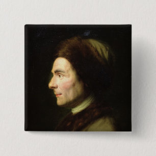 Portrait of Jean-Jacques Rousseau 15 Cm Square Badge